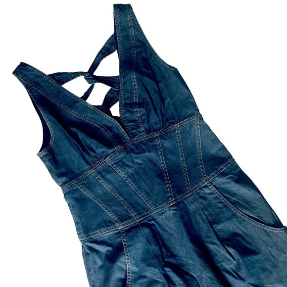 Rare designer Nanette Lepore NWOT Sexy Vintage Denim Dress 90s 00s y2k Bodycon - Picture 3 of 11